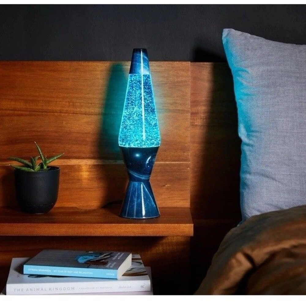 Azure Galaxy 14.5” Lava Lamp Schylling Silver Glitter Blue Liquid - Picture 4 of 6